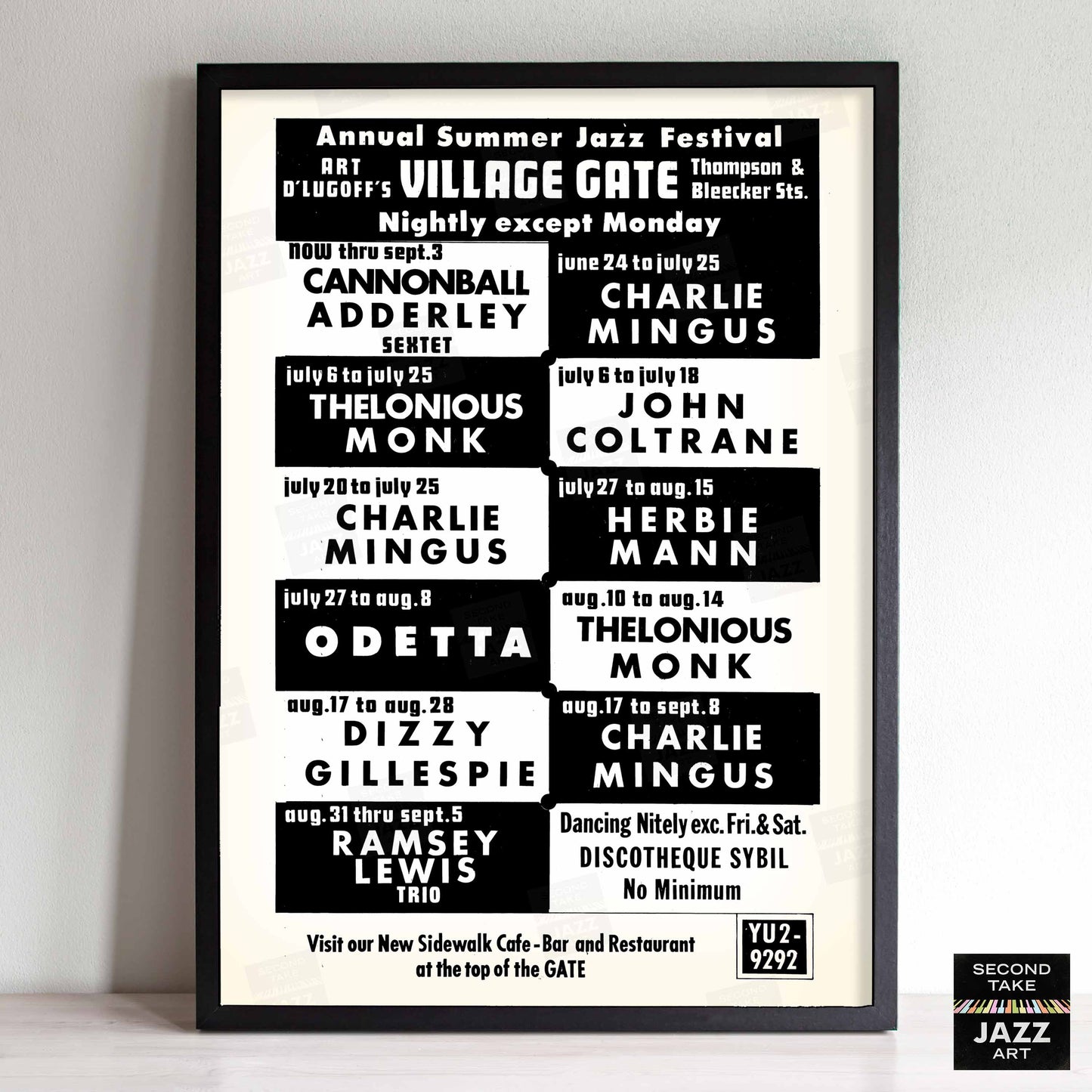 Charles Mingus - Thelonious Monk - John Coltrane jazz poster - Summer Jazz at the Village Gate - 1965