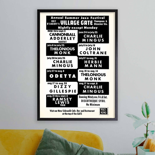 Charles Mingus - Thelonious Monk - John Coltrane jazz poster - Summer Jazz at the Village Gate - 1965