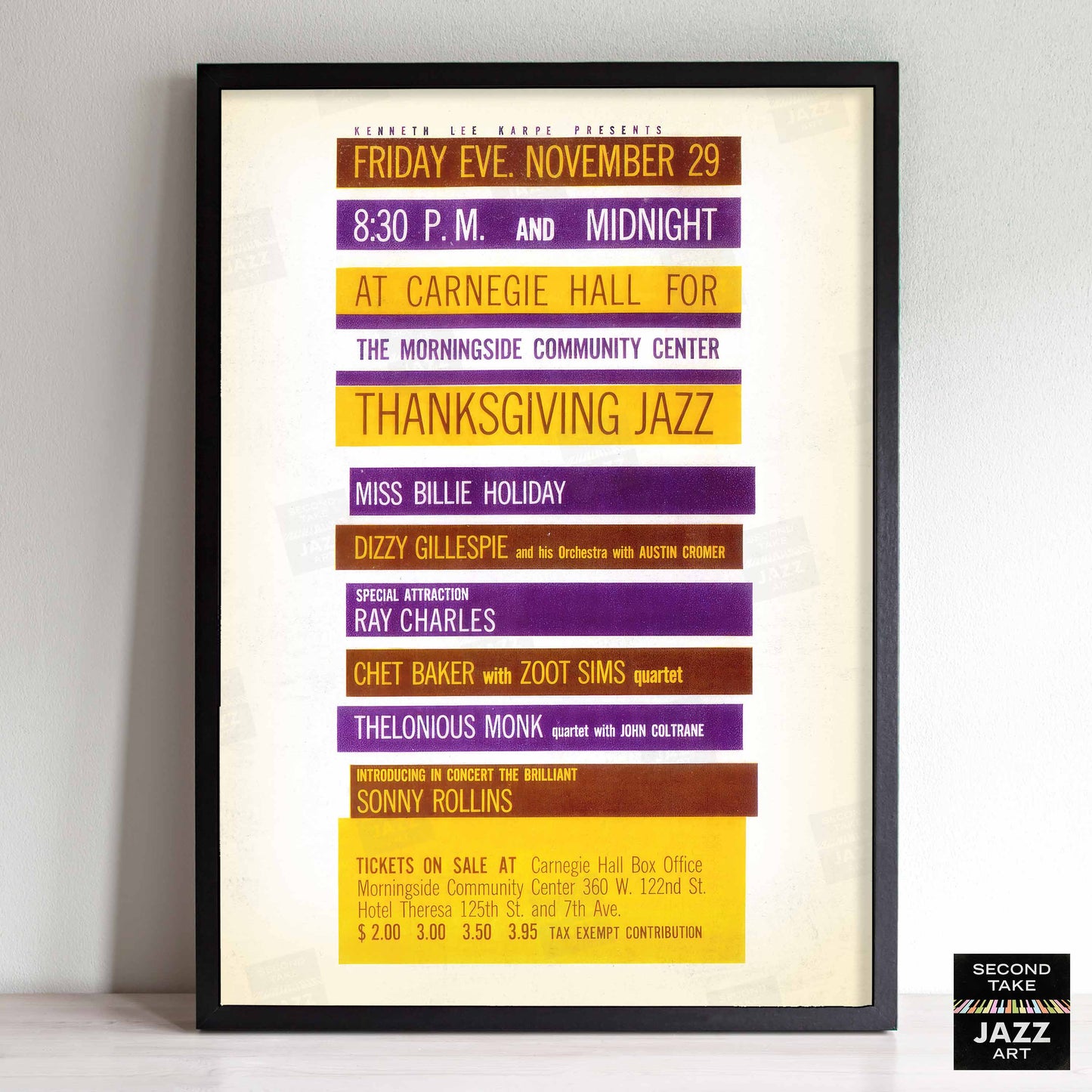 Thelonious Monk - John Coltrane jazz poster - Carnegie Hall - 1957