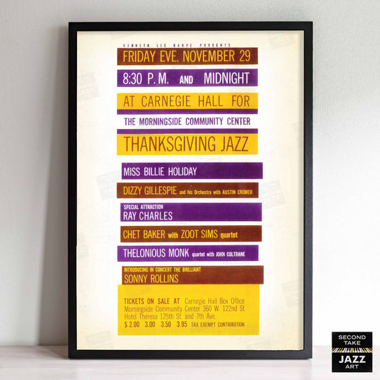 Thelonious Monk - John Coltrane jazz poster - Carnegie Hall - 1957