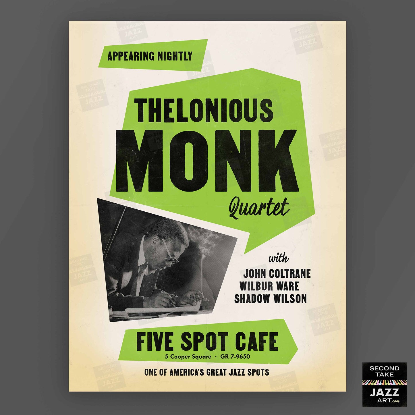 Thelonious Monk - John Coltrane jazz poster - Five Spot Cafe - 1957