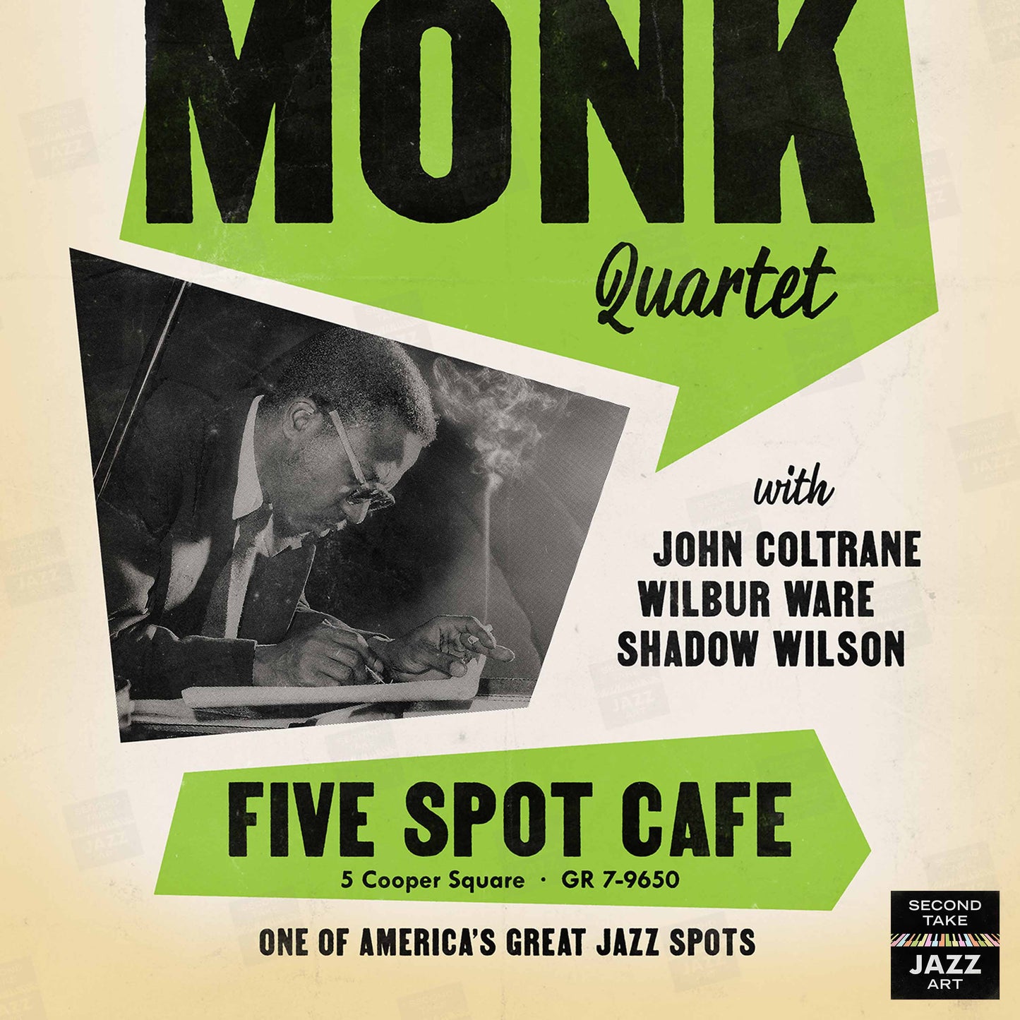 Thelonious Monk - John Coltrane jazz poster - Five Spot Cafe - 1957