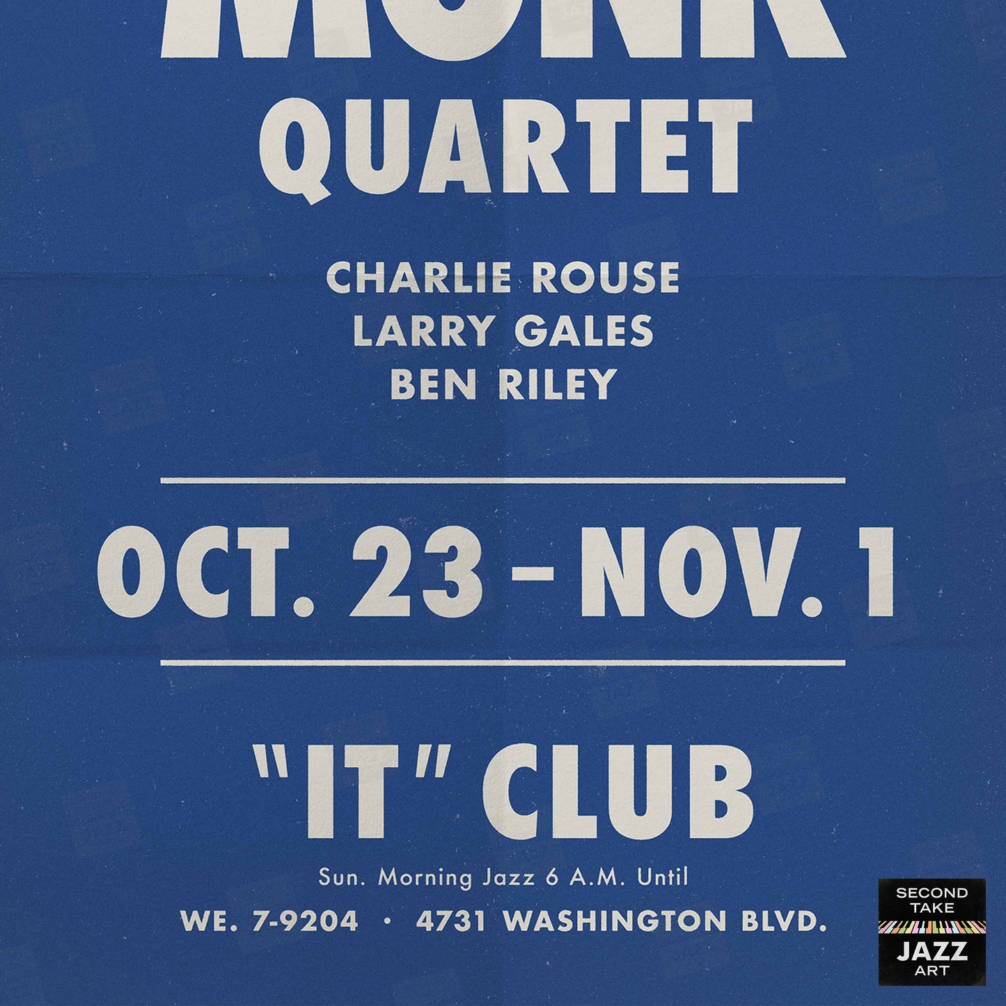 Thelonious Monk - Charlie Rouse jazz poster - Live at the It Club - Los Angeles - 1964