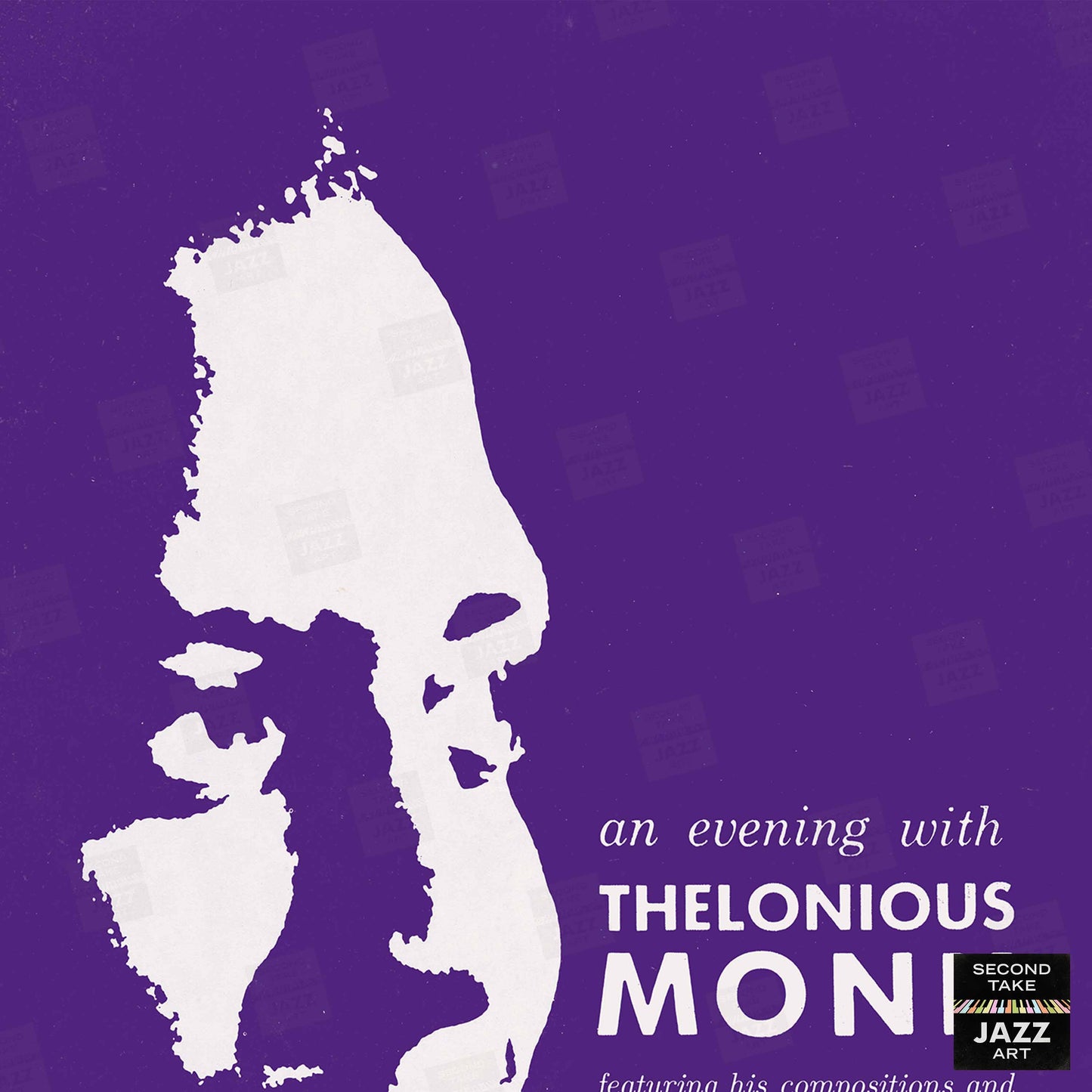 Thelonious Monk jazz poster - Orchestra and Quartet - Town Hall - 1959 (purple variant)