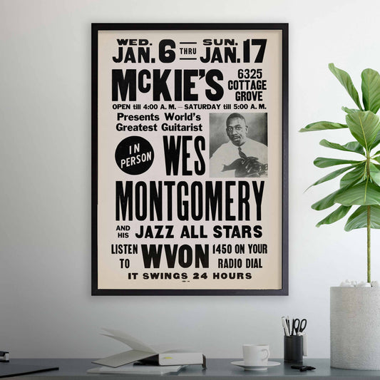 Wes Montgomery jazz poster - McKie's - Chicago - 1965 (black variant)