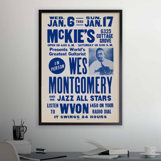 Wes Montgomery jazz poster - McKie's - Chicago - 1965 (blue variant)