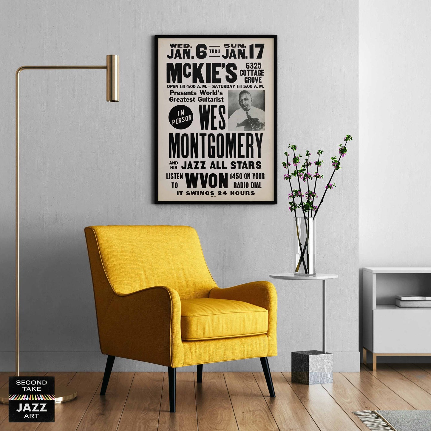 Wes Montgomery jazz poster - McKie's - Chicago - 1965 (black variant)
