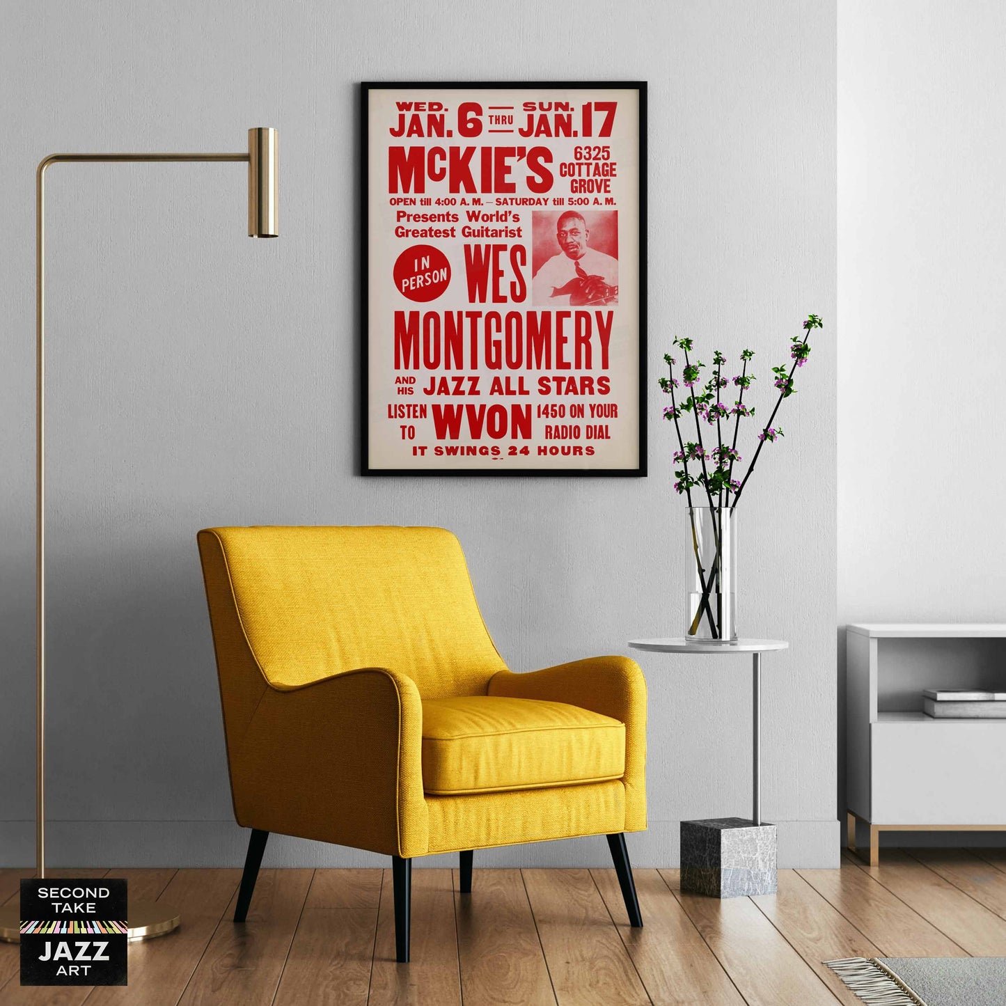 Wes Montgomery jazz poster - McKie's - Chicago - 1965 (red variant)