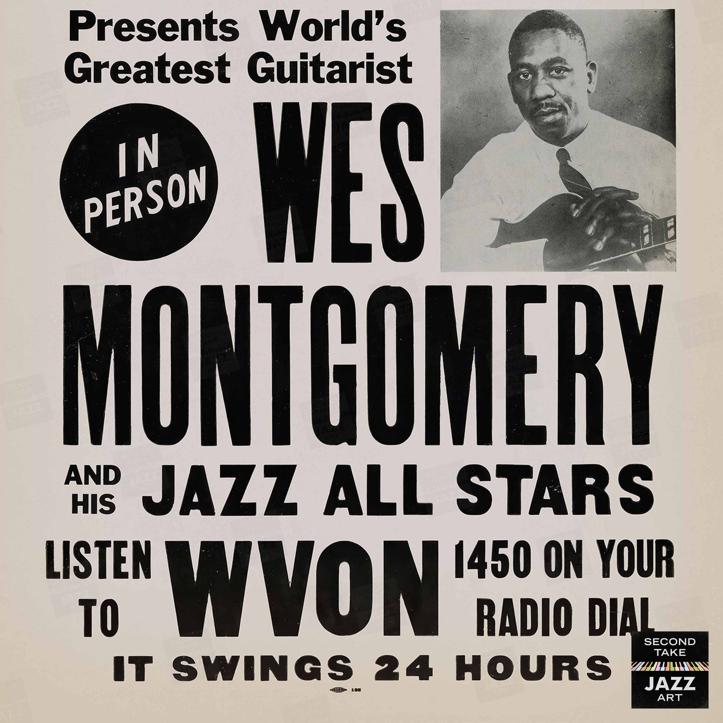 Wes Montgomery jazz poster - McKie's - Chicago - 1965 (black variant)