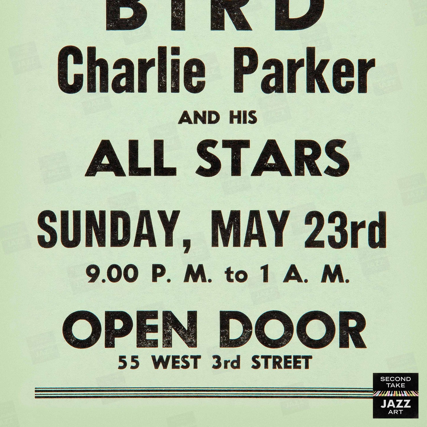 Charlie Parker jazz poster - Open Door - 1954