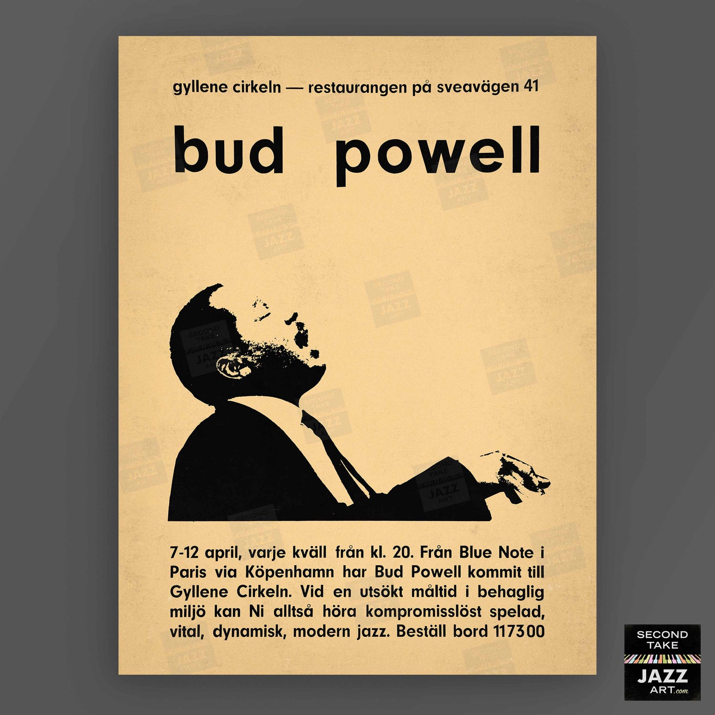 Bud Powell jazz poster - At the Golden Circle - Stockholm - 1962