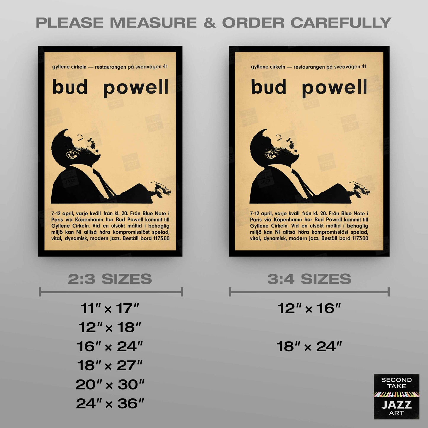 Bud Powell jazz poster - At the Golden Circle - Stockholm - 1962