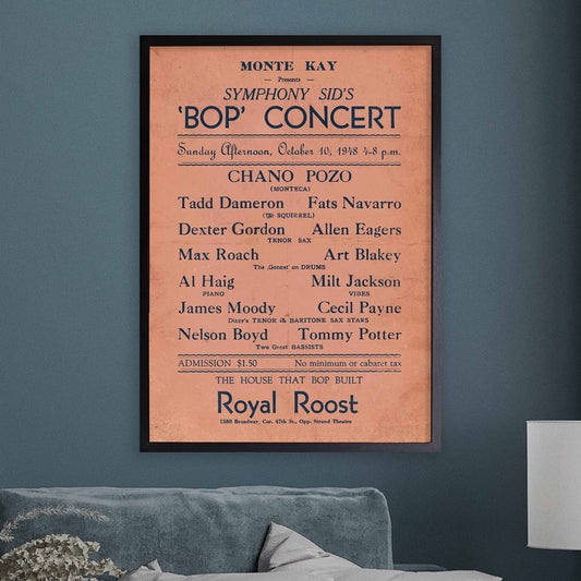 Fats Navarro - Tadd Dameron - Dexter Gordon - Chano Pozo jazz poster - Royal Roost - 1948