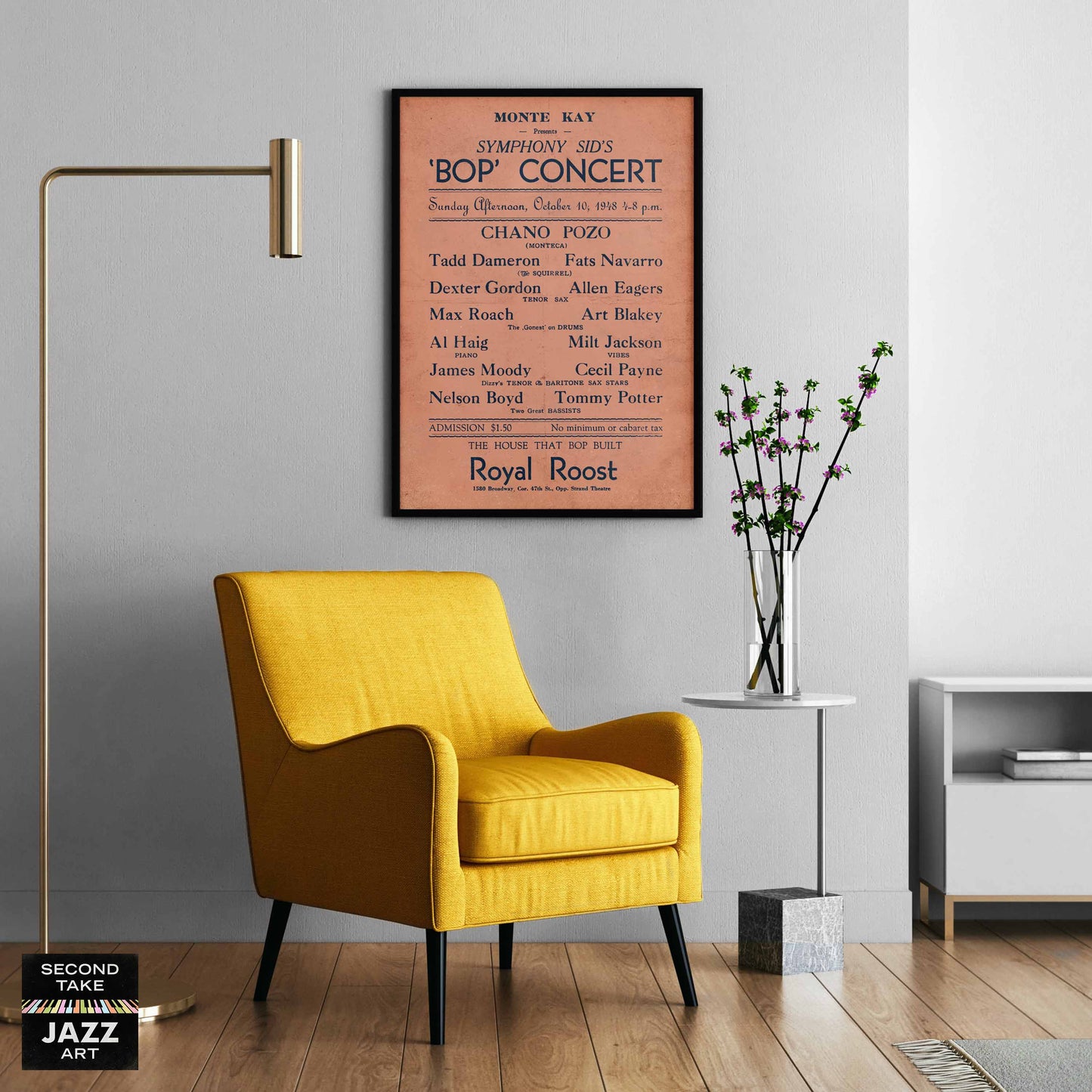 Fats Navarro - Tadd Dameron - Dexter Gordon - Chano Pozo jazz poster - Royal Roost - 1948