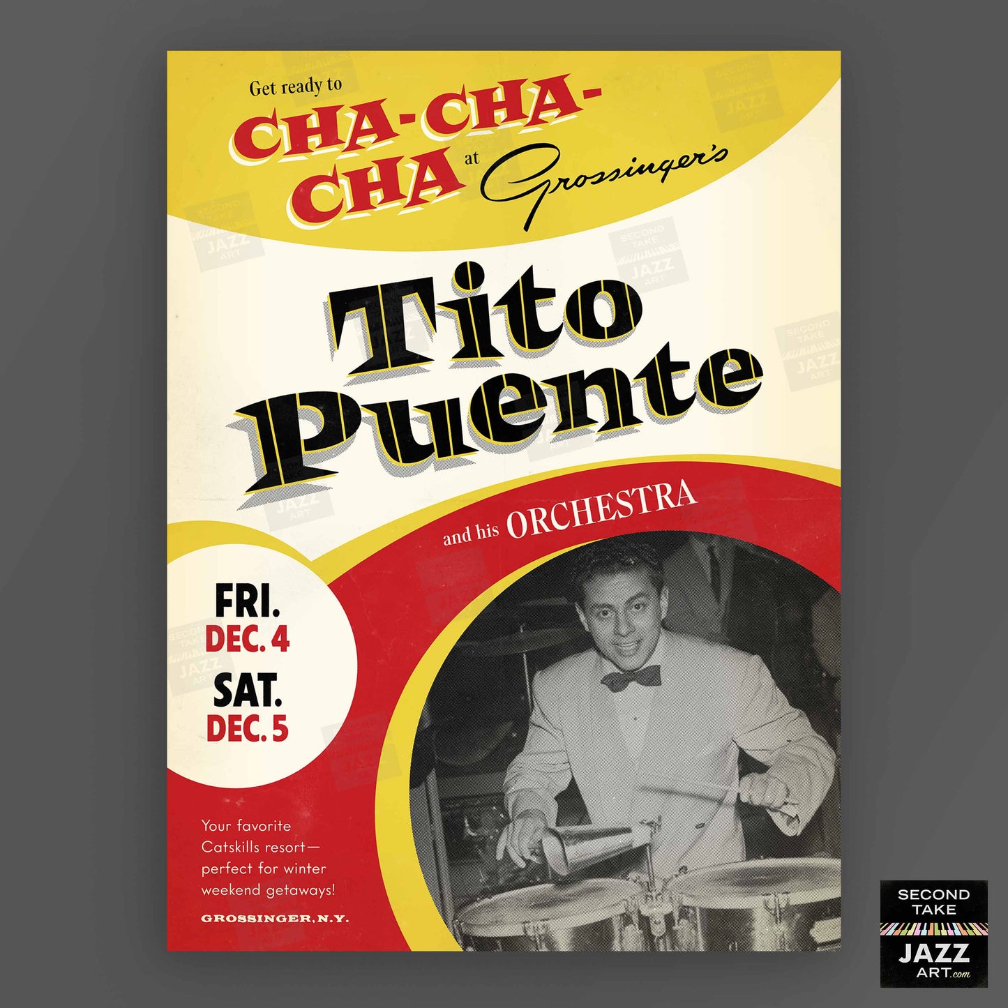 Tito Puente jazz poster - Cha Cha Cha - Live at Grossinger's - Catskills, NY - 1959