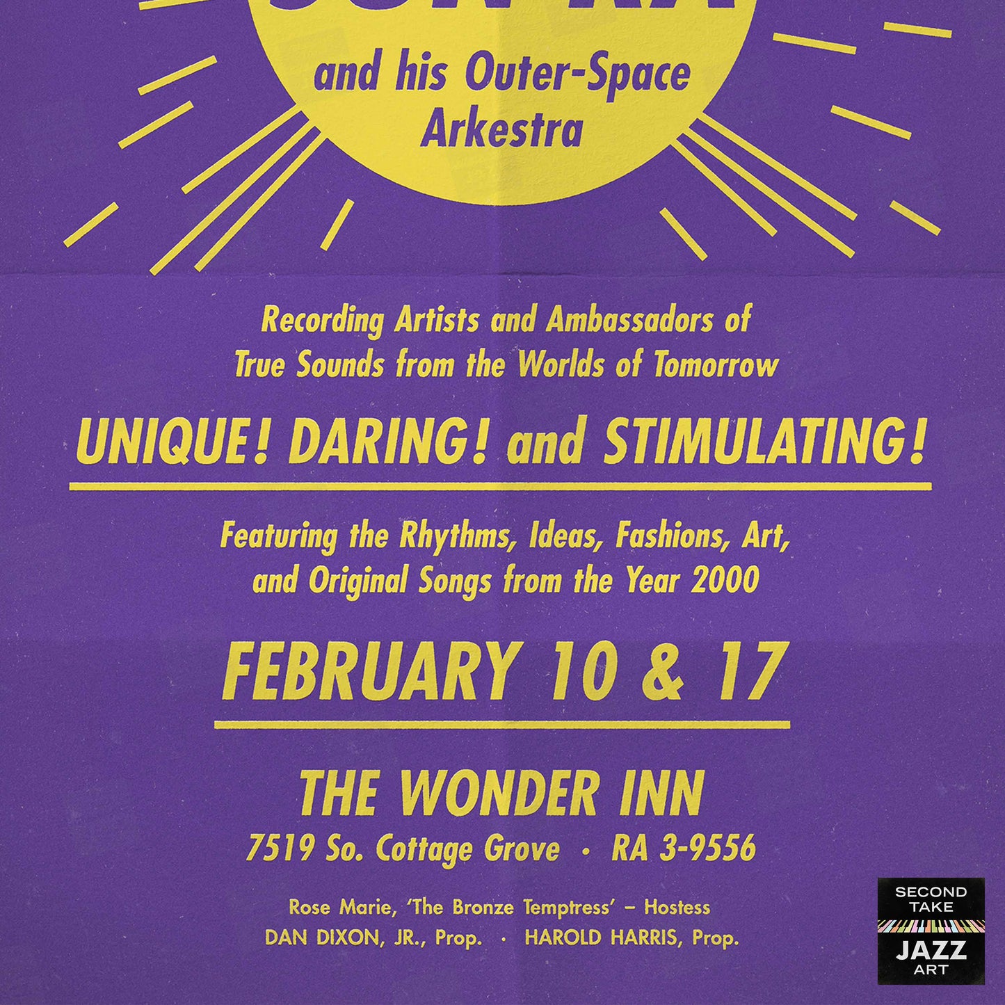 Sun Ra & His Arkestra jazz poster - Wonder Inn - Chicago - 1960