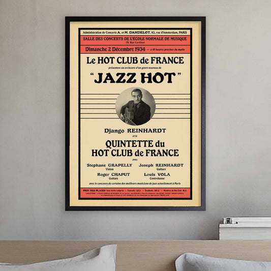 Django Reinhardt - Stéphane Grappelli jazz poster - QHCF - Paris - 1934