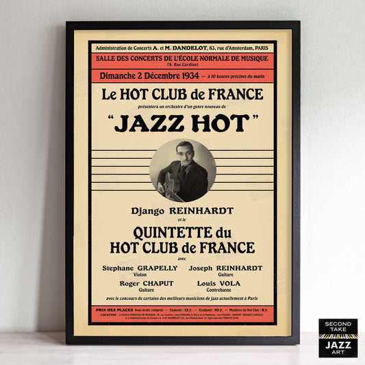 Django Reinhardt - Stéphane Grappelli jazz poster - QHCF - Paris - 1934