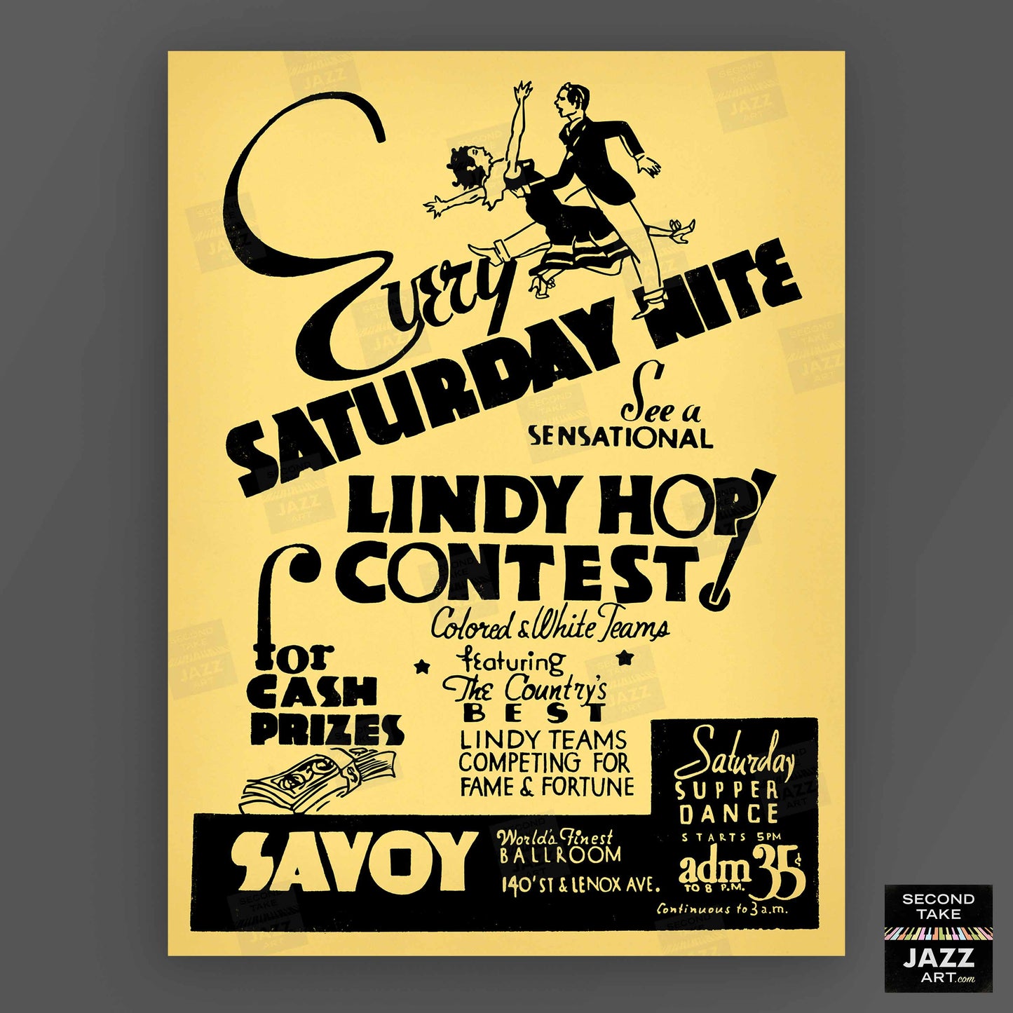 Savoy jazz poster - Lindy Hop Contest - Harlem - New York - 1930s-40s