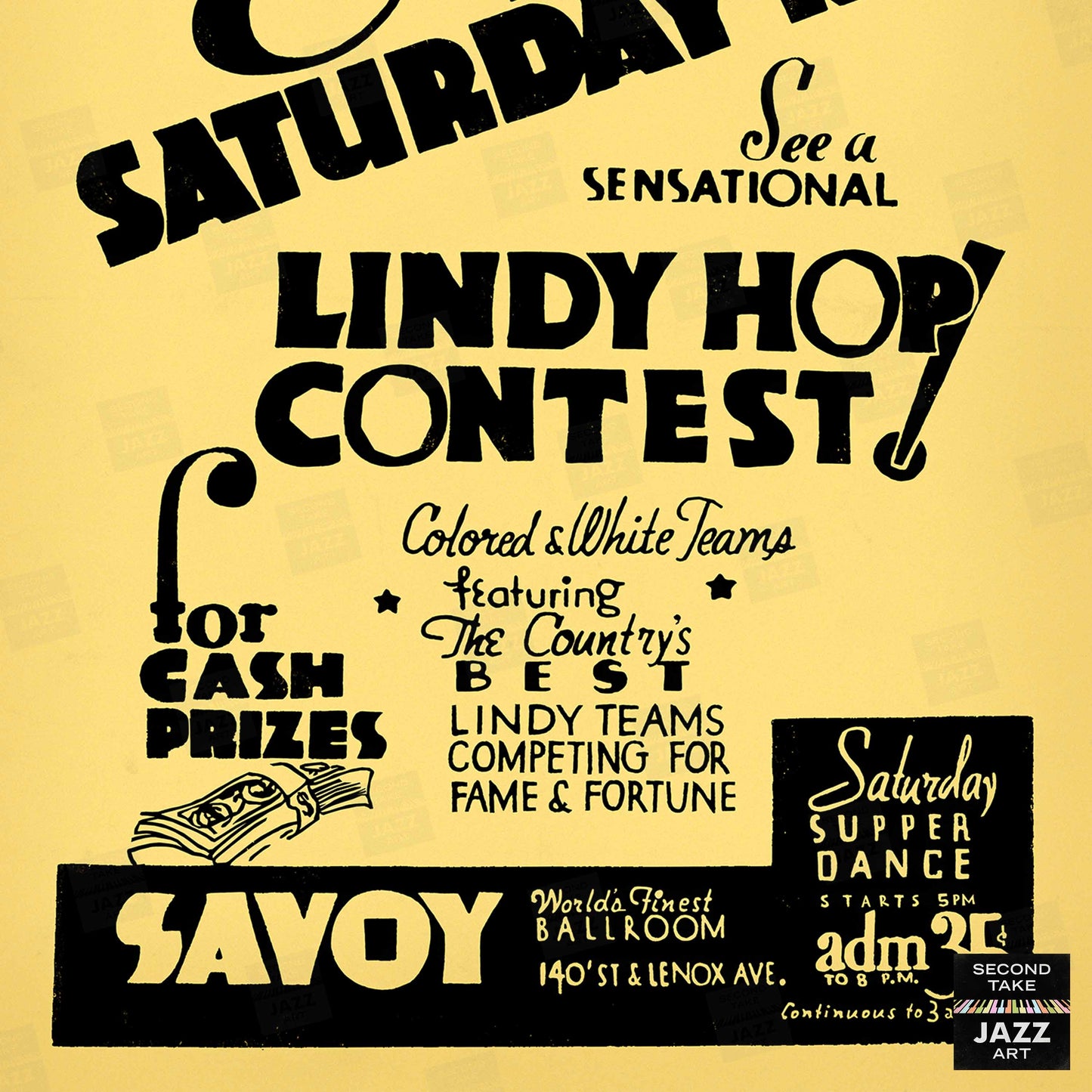 Savoy jazz poster - Lindy Hop Contest - Harlem - New York - 1930s-40s