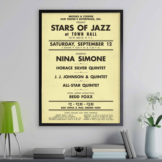 Nina Simone - Horace Silver - J.J. Johnson jazz poster - Town Hall - 1959