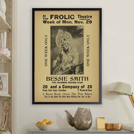 Bessie Smith jazz poster - Frolic Theatre - Birmingham - 1926