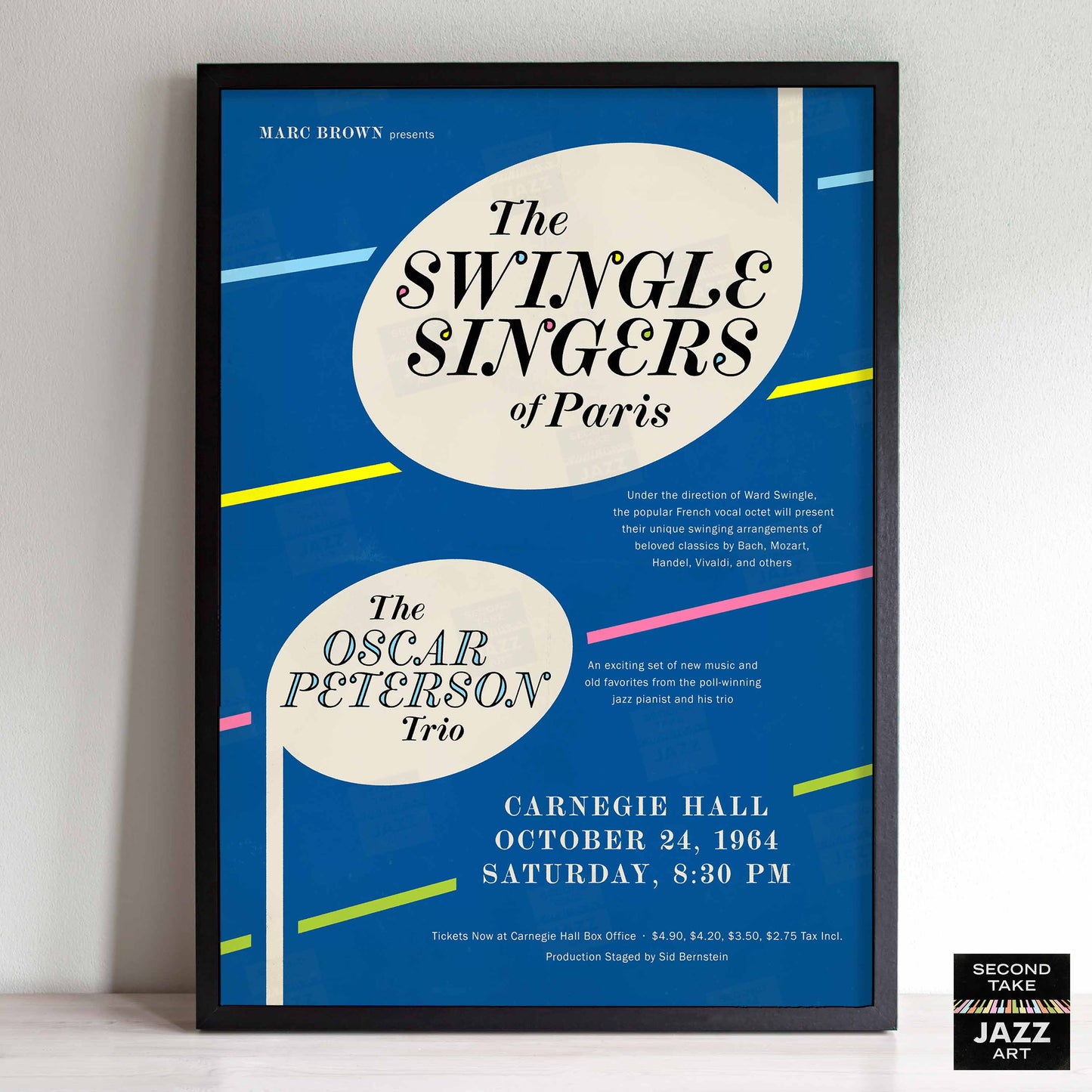 Swingle Singers - Oscar Peterson jazz poster - Carnegie Hall - 1964