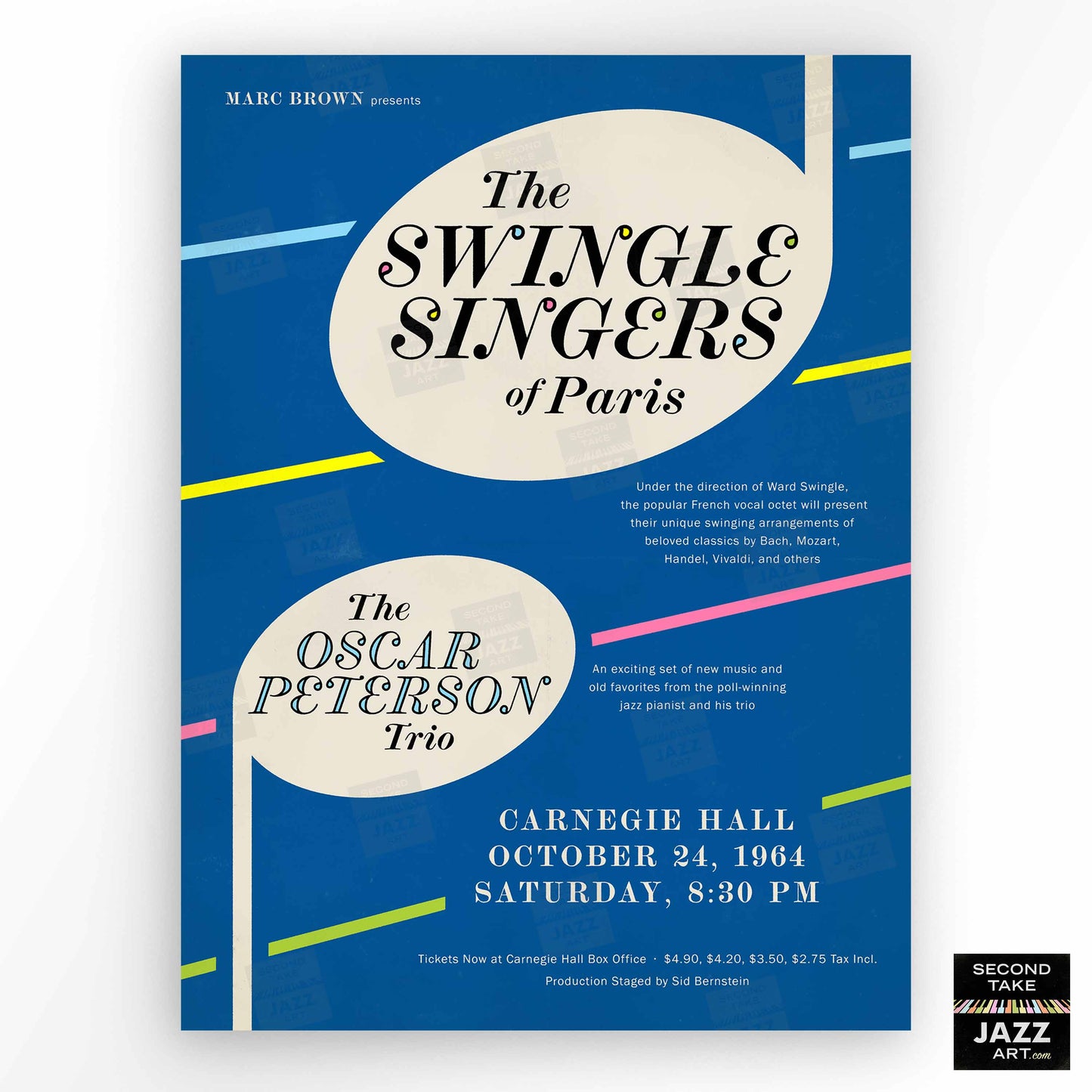 Swingle Singers - Oscar Peterson jazz poster - Carnegie Hall - 1964