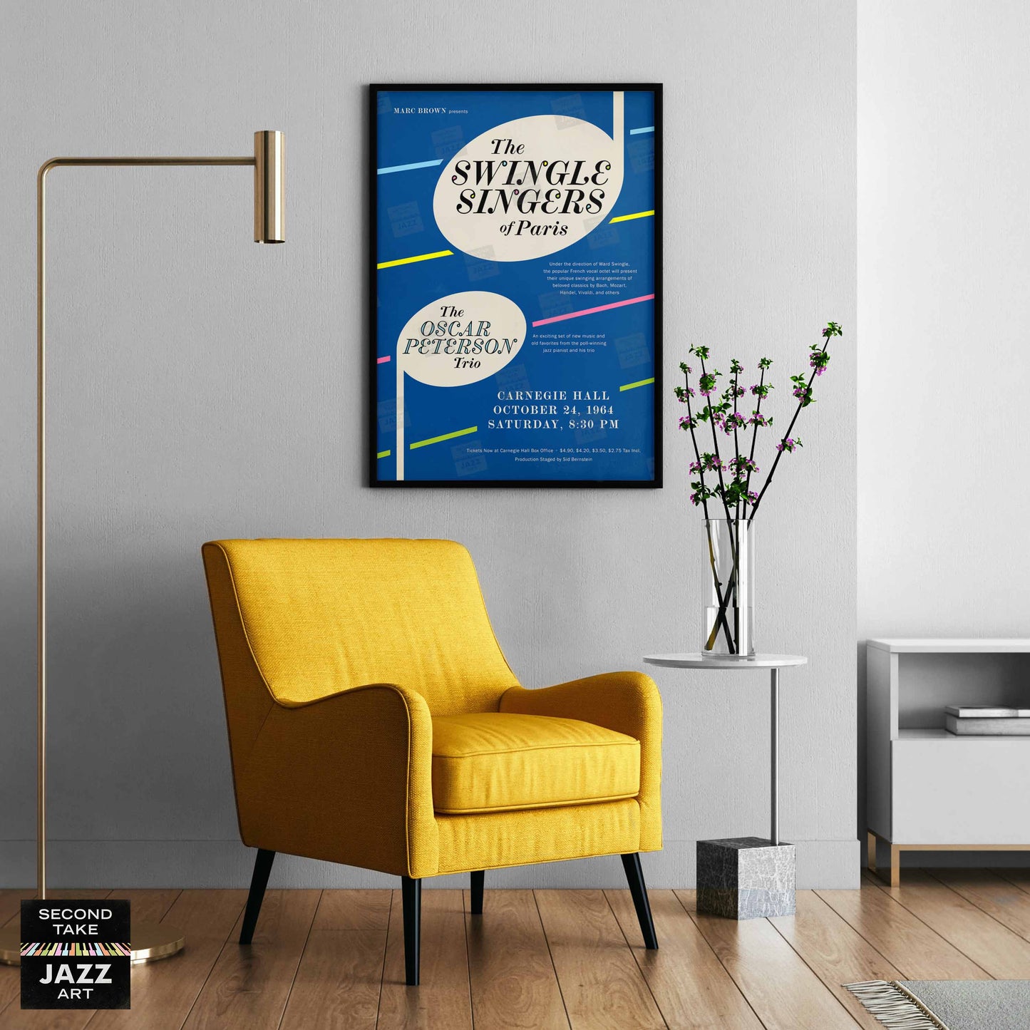 Swingle Singers - Oscar Peterson jazz poster - Carnegie Hall - 1964