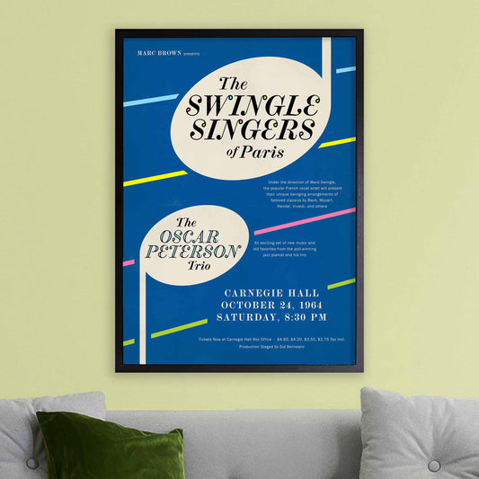 Swingle Singers - Oscar Peterson jazz poster - Carnegie Hall - 1964