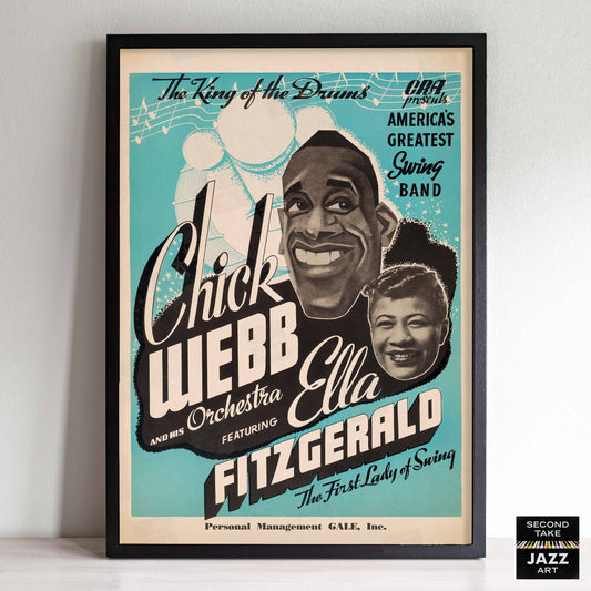 Chick Webb - Ella Fitzgerald jazz poster - 1937