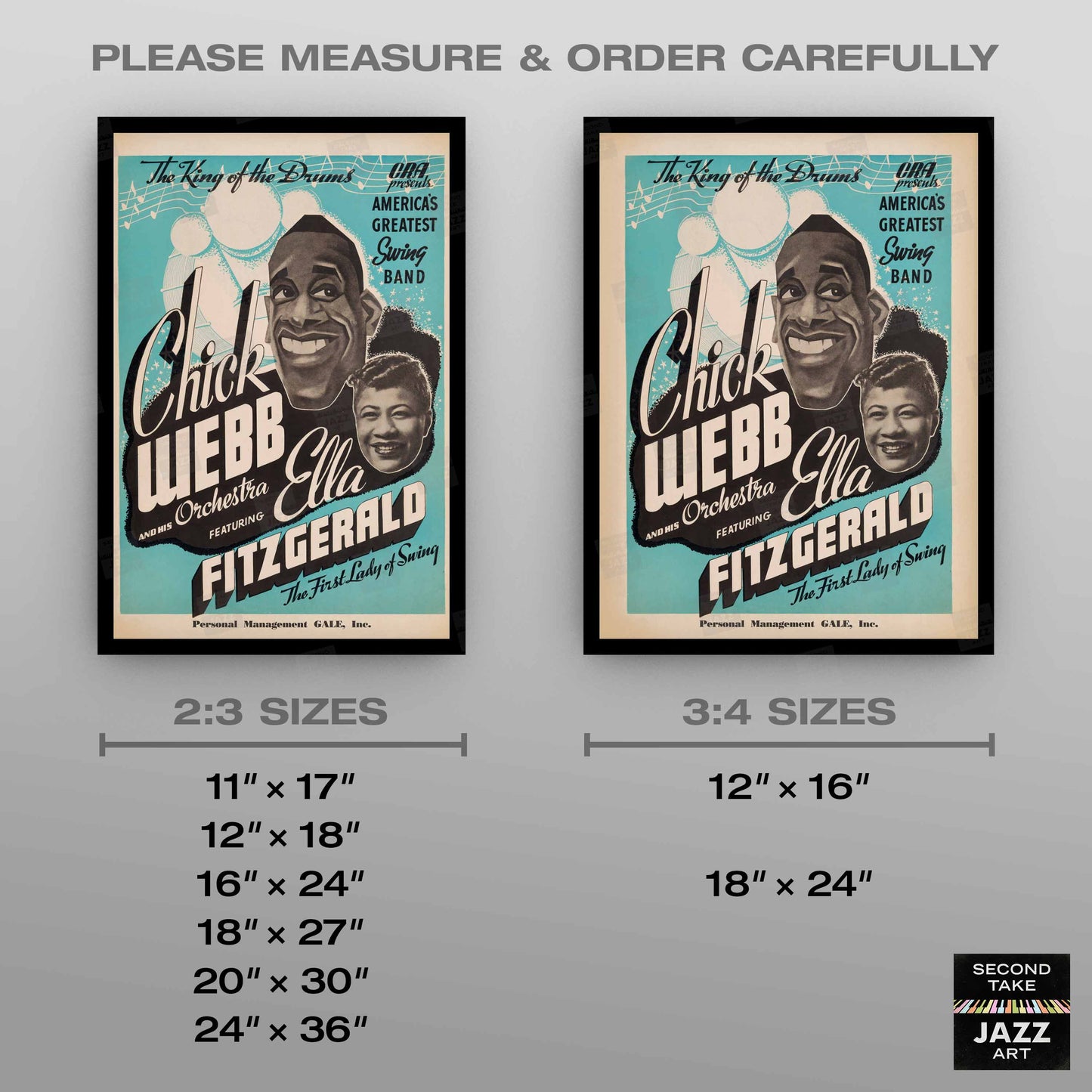 Chick Webb - Ella Fitzgerald jazz poster - 1937