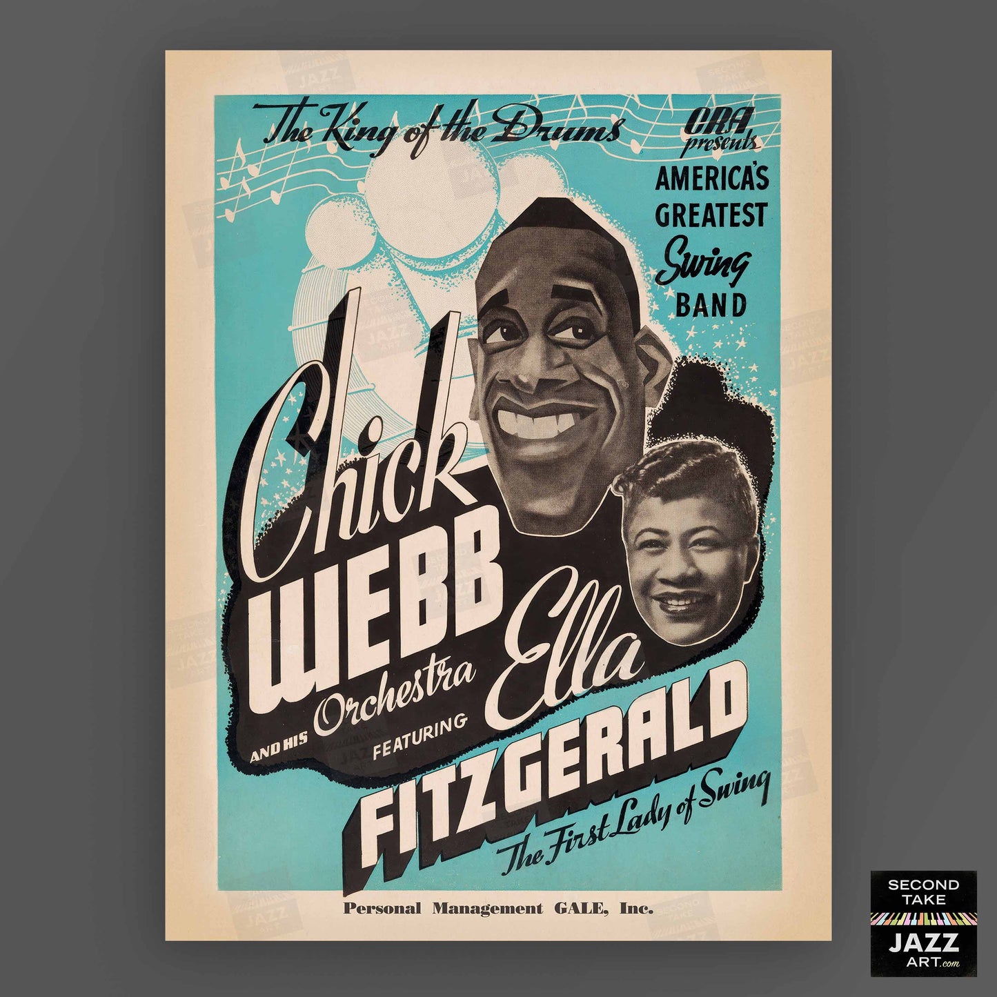 Chick Webb - Ella Fitzgerald jazz poster - 1937