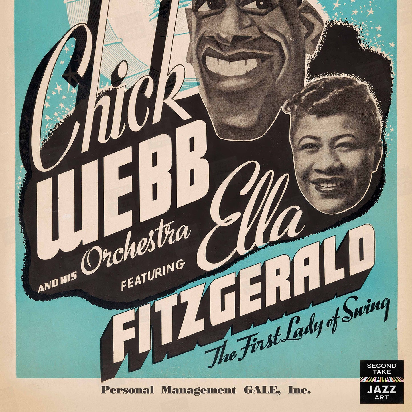 Chick Webb - Ella Fitzgerald jazz poster - 1937