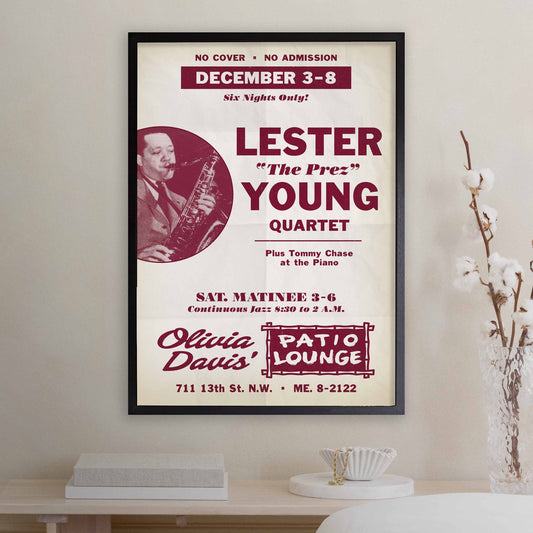 Lester Young jazz poster - Live in Washington, DC - 1956