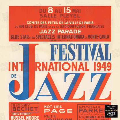 1949 International Jazz Festival jazz poster - Charlie Parker & Sidney Bechet - Paris, France