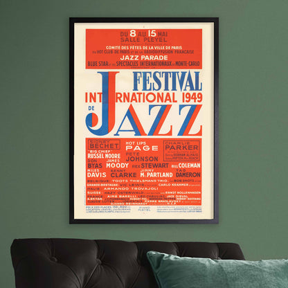 1949 International Jazz Festival jazz poster - Charlie Parker & Sidney Bechet - Paris, France