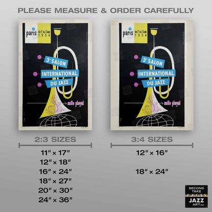 1954 3rd International Jazz Salon poster - Salle Pleyel - Paris, France