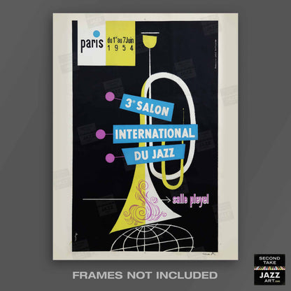 1954 3rd International Jazz Salon poster - Salle Pleyel - Paris, France