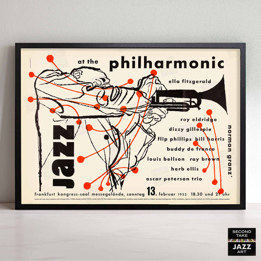 Ella Fitzgerald - Roy Eldridge jazz poster - Jazz at the Philharmonic - Frankfurt - 1955