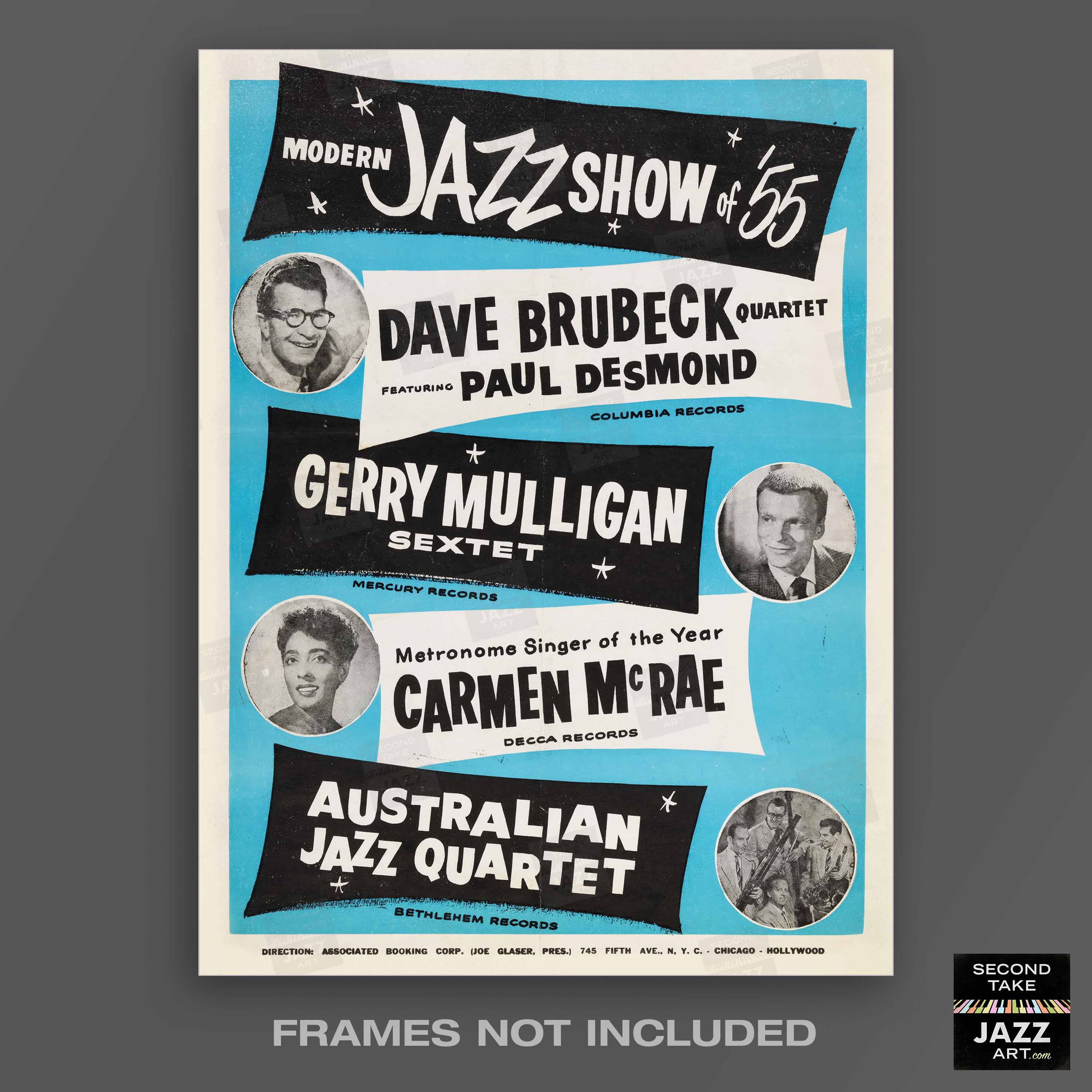 Dave Brubeck - Gerry Mulligan - Carmen McRae - AJQ jazz poster