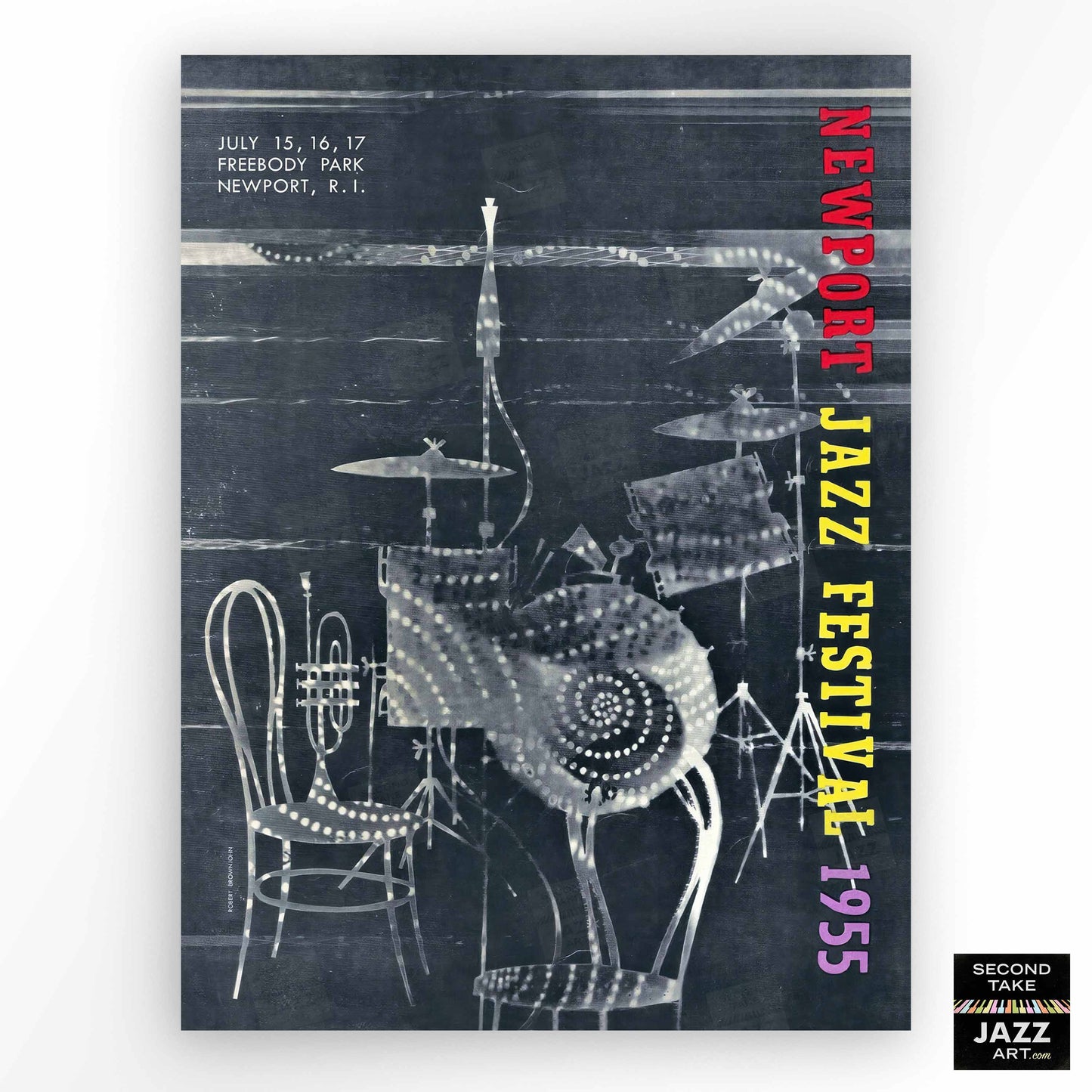 1955 Newport Jazz Festival jazz poster - Miles Davis at Newport - Newport, Rhode Island