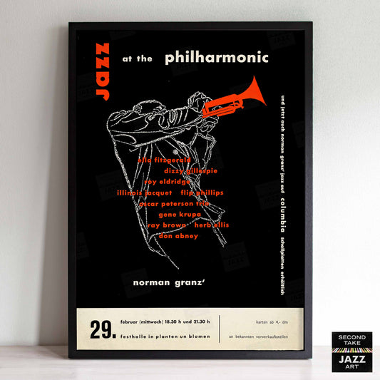 Ella Fitzgerald - Dizzy Gillespie jazz poster - Jazz at the Philharmonic - Hamburg - 1956