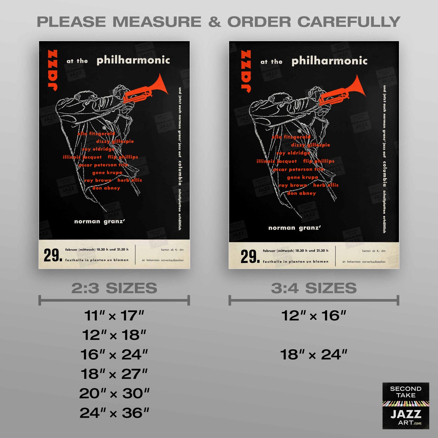 Ella Fitzgerald - Dizzy Gillespie jazz poster - Jazz at the Philharmonic - Hamburg - 1956