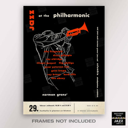 Ella Fitzgerald - Dizzy Gillespie jazz poster - Jazz at the Philharmonic - Hamburg - 1956