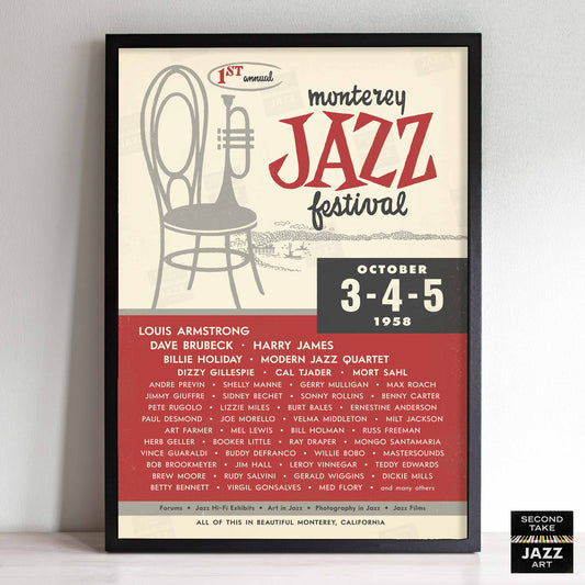 1958 Monterey Jazz Festival jazz poster - The First MJF - Monterey, California