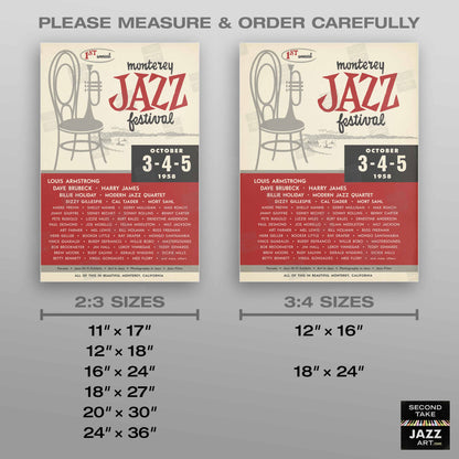 1958 Monterey Jazz Festival jazz poster - The First MJF - Monterey, California