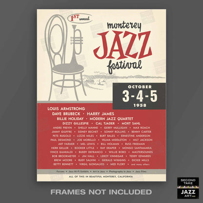 1958 Monterey Jazz Festival jazz poster - The First MJF - Monterey, California