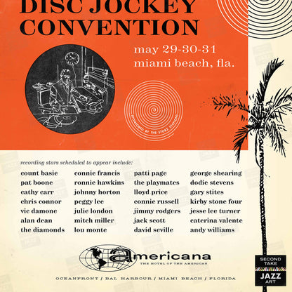 1959 Miami DJ Convention jazz poster - Peggy Lee, George Shearing, Count Basie - Miami, Florida