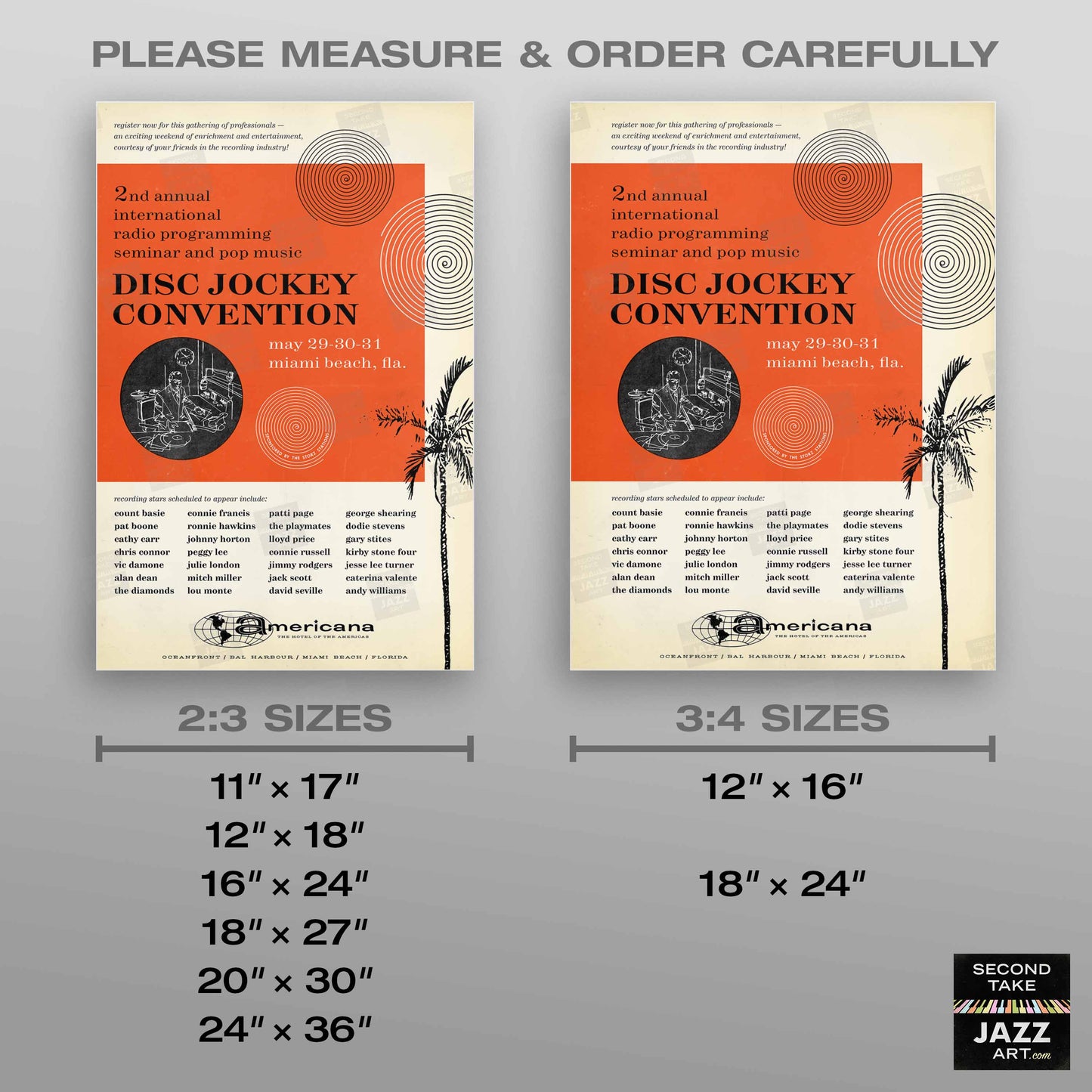 1959 Miami DJ Convention jazz poster - Peggy Lee, George Shearing, Count Basie - Miami, Florida